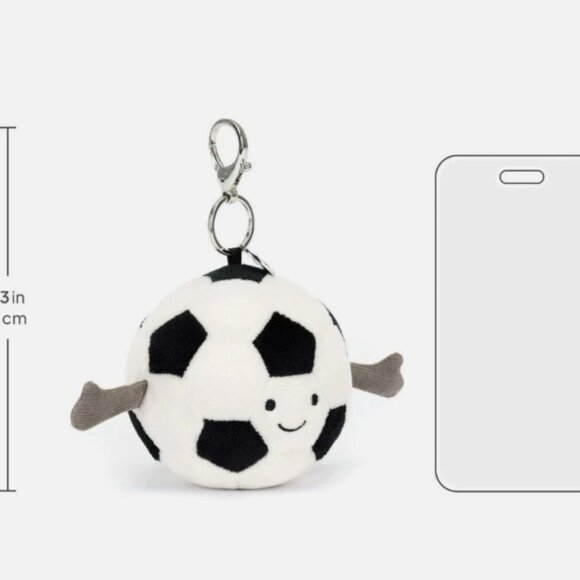 Jellycat Amusaebles Soccer Ball Bag Charm Keychain NWT and Dust Bag Gift Cute - Picture 4 of 4